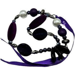 Purple costume jewelry necklace with felted beads
